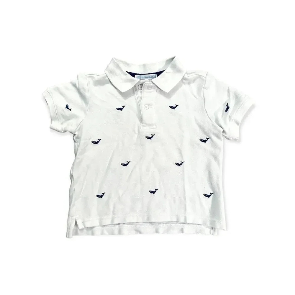 Janie & Jack | Toddler White Whale Polo (18-24 mos) 🐋